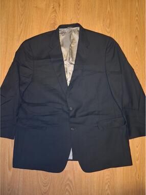 Hart Schaffner Marx Sport Coat Mens 48R Black Herringbone